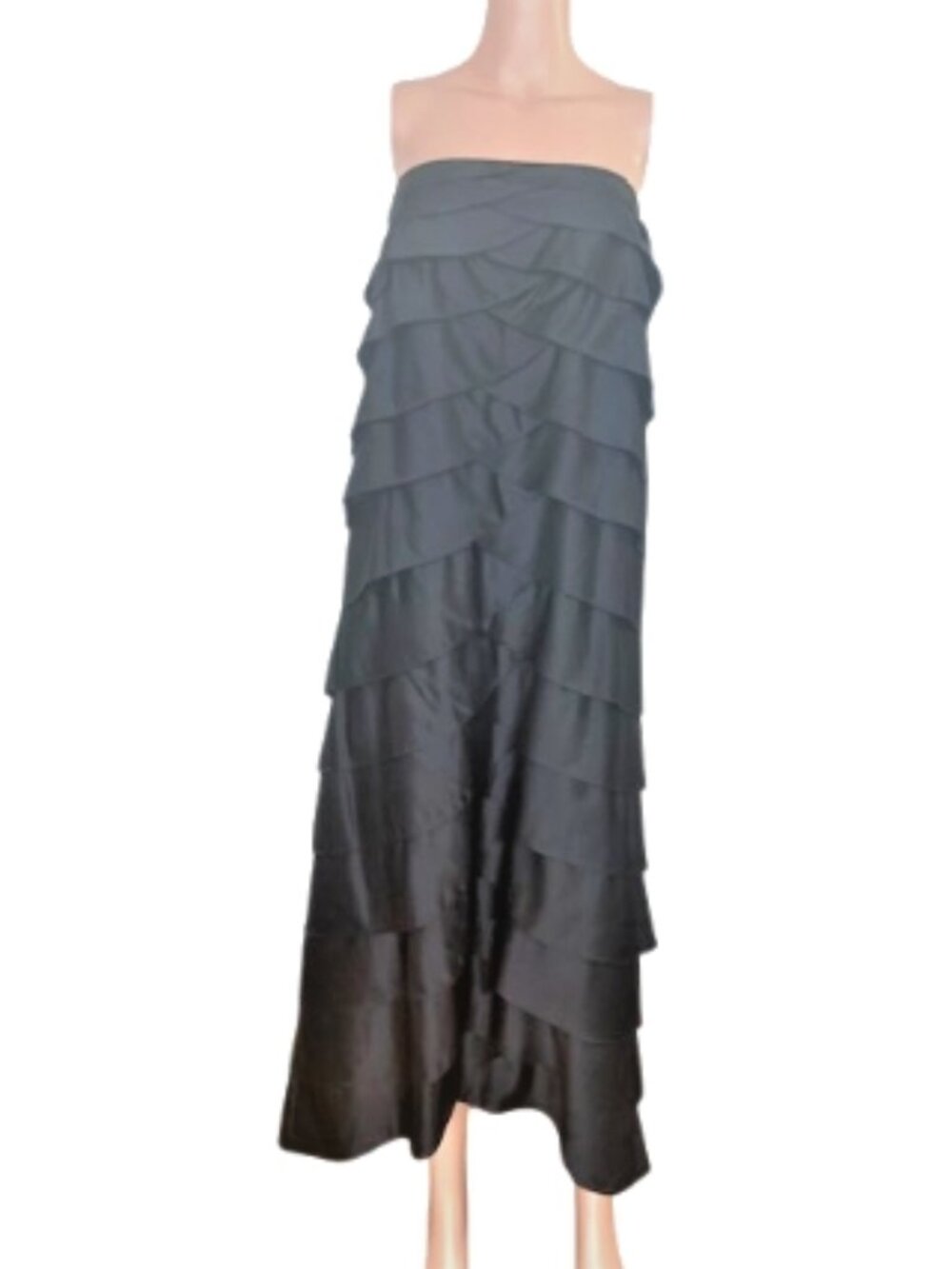 ADRIANNA PAPELL Womens Black Party/Evening/Formal Strapless Tiered Sz 10